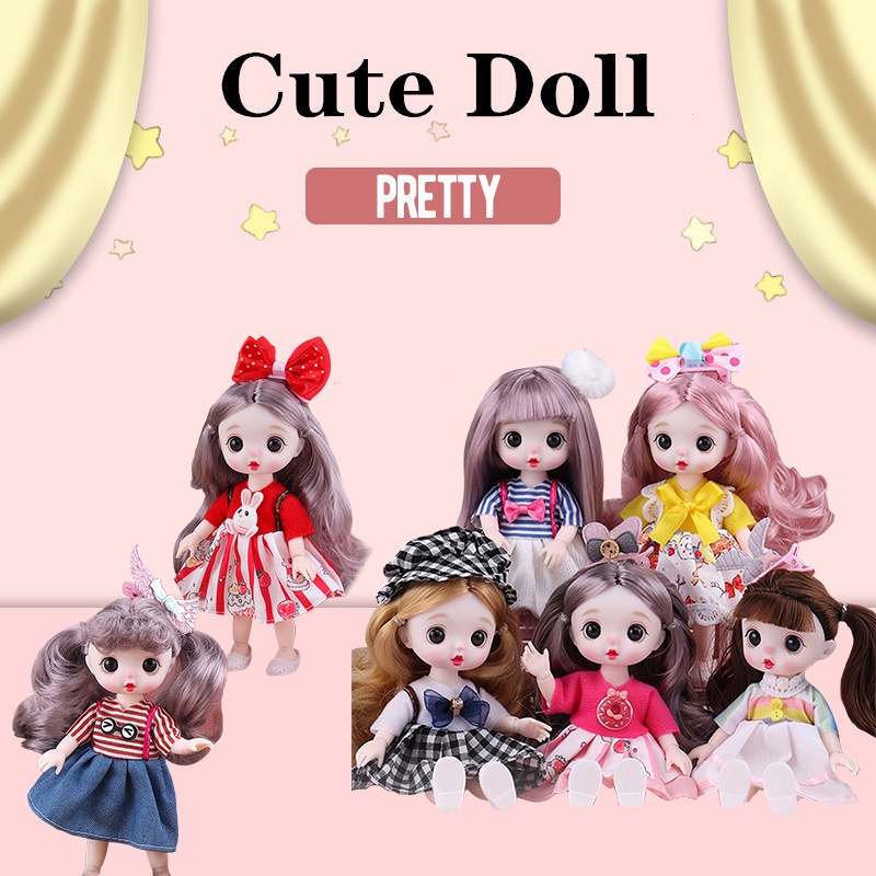 Búp Bê Khớp Động Mắt 3D Mini 16cm 13Cm Có Thể Di Chuyển DIY