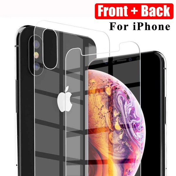 Kính cường lực HD trong suốt bảo vệ mặt sau và mặt trước cho Iphone 5 5s se 6 6s 7 8 plus X XR XS MAX i11 pro max