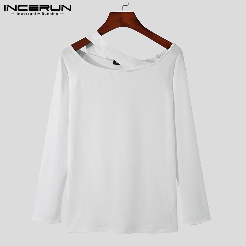 INCERUN Nam giới Dây đeo tay dài thông thường Hollow Out Áo thun co giãn