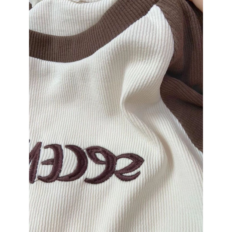 Áo Thun Lửng Tay Dài Dáng Ôm Hở Rốn Thời Trang Cho Nữ