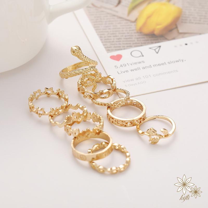 Bộ 10 Nhẫn Hình Rắn Thiết Kế Đơn Giản Sáng Tạo Cho Nữ
