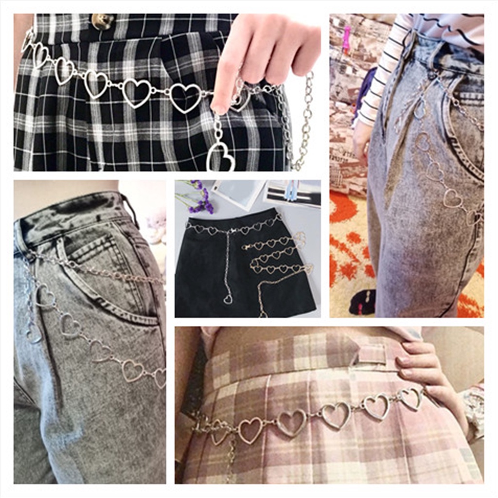 SmileFairyCC【COD &amp; Hàng Có Sẵn】Thắt Lưng Dây Xích Hình Trái Tim 1010Cm Phong Cách Hip Hop Thời Trang Cho Nữ
