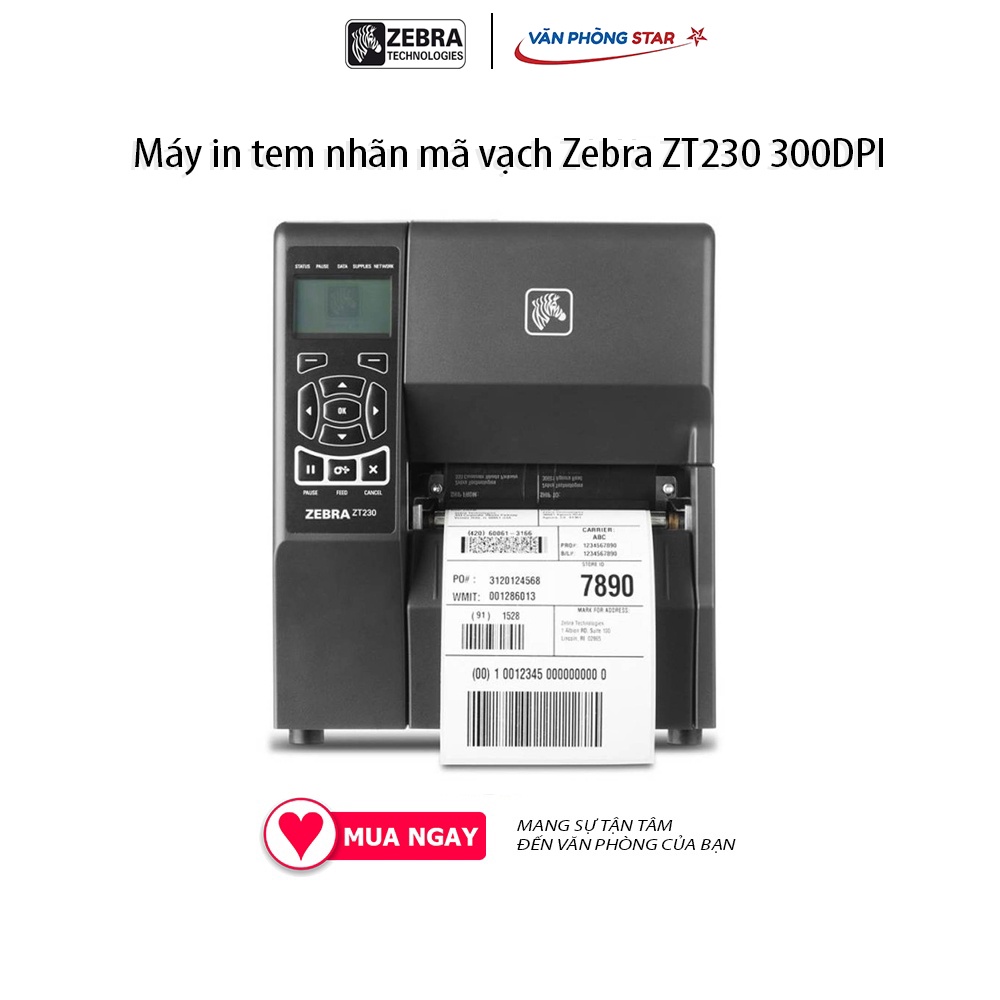 Máy in mã vạch Zebra ZT230 - 300DPI Tốc độ in tối đa 6 inches/giây Bề rộng nhãn tối đa có thể in 110 mm 300 dpi.