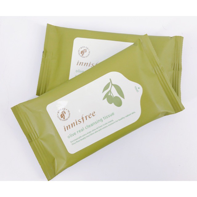 Khăn Giấy Tẩy Trang Innisfree Olive Real Cleansing Tissue