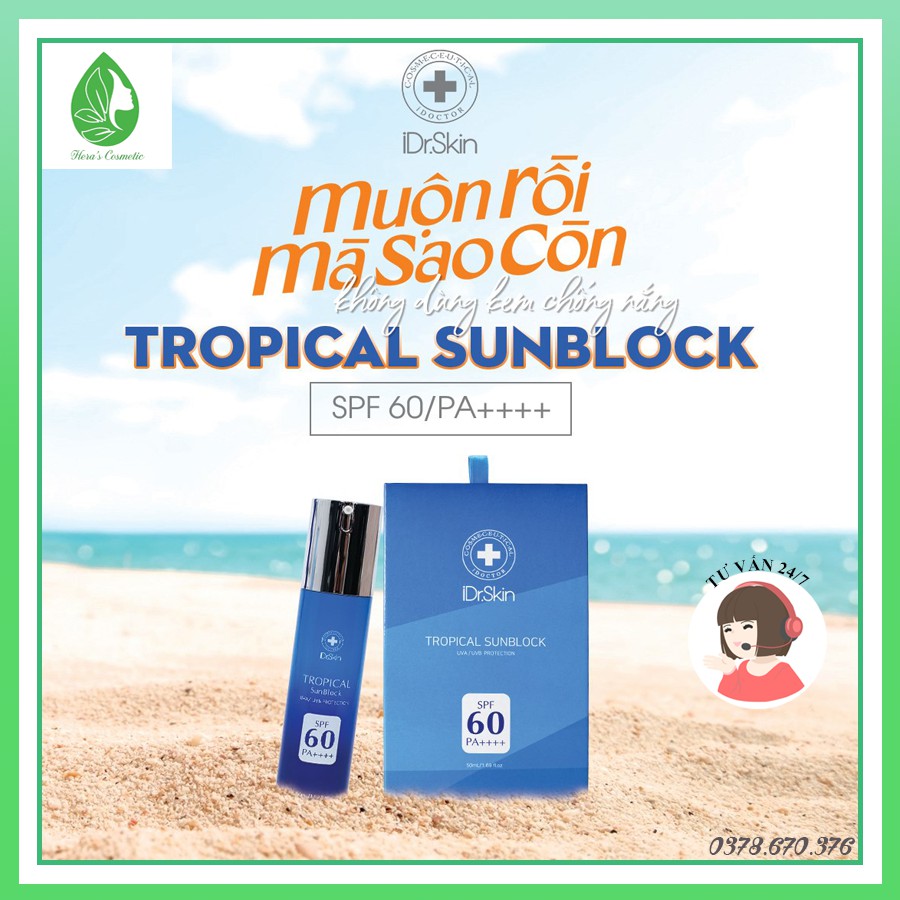 [HÀNG HIỆU] Kem chống nắng vật lý Idr Skin_ Idr.skin Tropical Sunblock SPF 60,PA++++