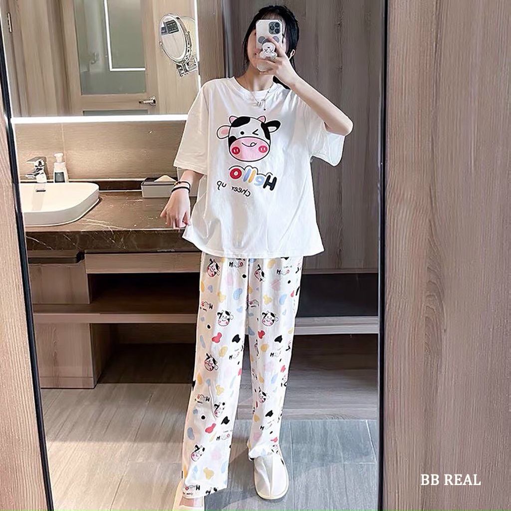 Đồ Bộ Nữ Mặc ở Nhà Bộ Đồ Ngủ Quần Dài Pijama Thun Lạnh Đẹp [CODE 41-44] Freesize Từ 45-55Kg - BB REAL | BigBuy360 - bigbuy360.vn