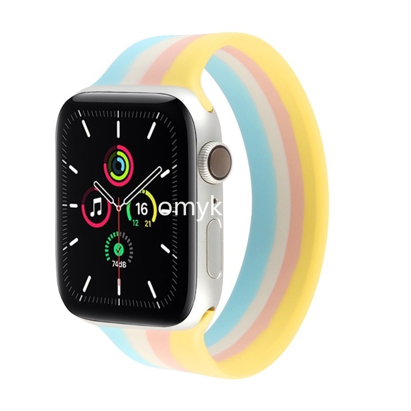 Rainbow Elastic silicone strap Solo Loop For Apple Watch Series 6 SE 44mm 40mm Iwatch 6 5 4 3 2 42mm 38mm