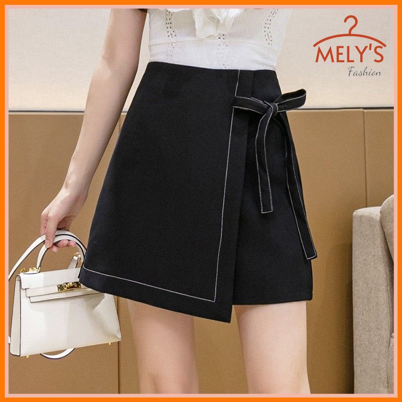 Chân váy ngắn công sở chữ A viền chỉ nổi phối nơ đơn giản độc đáo sang trọng vô cùng tôn dáng Mely's Fashion MLCV_002