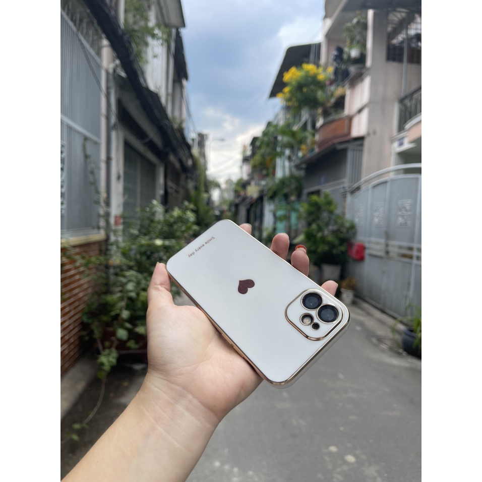 🔥HOT TREND🔥MUA ỐP TẶNG CỤM BẢO VỆ CAMERA. Ốp lưng dẻo màu cạnh vuông hình tim, bảo vệ chống sốc cho IP 11 12 13
