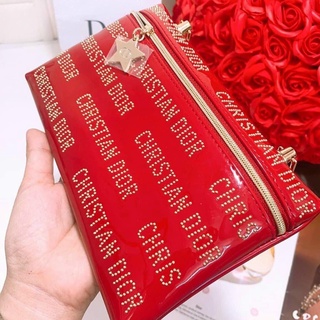 Ví Dior - Màu đỏ đính chữ ( Hàng Chính Hãng )
