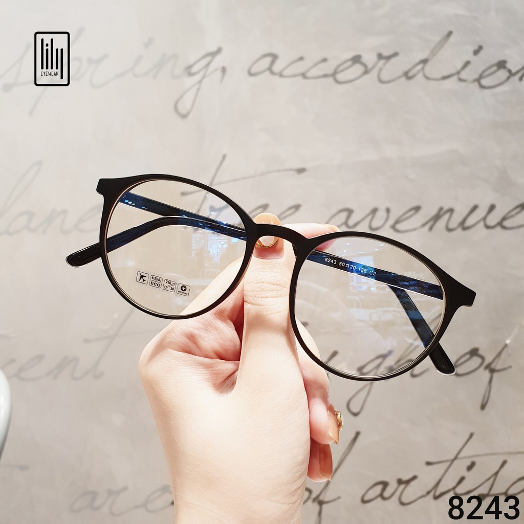 Gọng kính cận nam nữ Lilyeyewear nhựa dẻo, kiểu dáng mắt tròn, đa dạng màu sắc - 8243