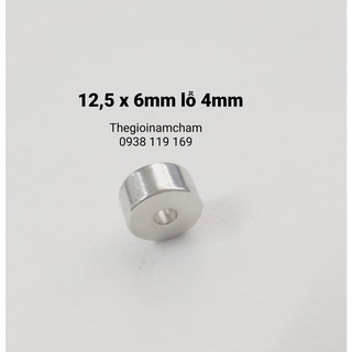 12,5x6 lỗ 4mm Nam châm vĩnh cửu lỗ tròn siêu mạnh