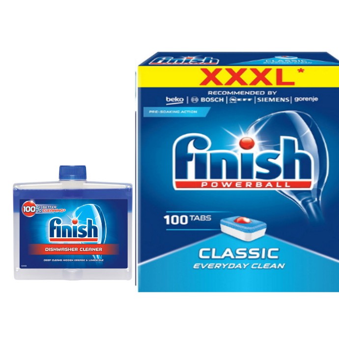 Combo viên rửa bát finish classic 120 Viên + Nước vệ sinh máy rửa bát