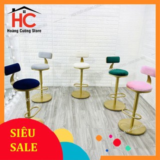 Ghế Quầy Bar 💥 𝗦𝗜𝗘̂̉𝗨 𝗥𝗘̉ Đ𝗘̣𝗣 💥Ghế Makeup Chân Mạ Vàng Cực Sang