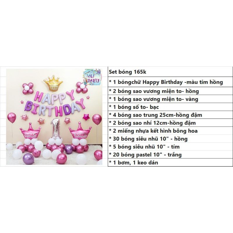 SET BÓNG TRANG TRÍ SINH NHẬT VƯƠNG MIỆN SANG CHẢNH