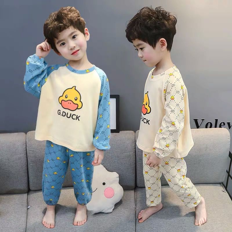[Hàng Mới Về] Bộ Đồ Ngủ Cotton Dài Tay Thoải Mái Thoáng Khí Phong Cách Phương Tây Cho Bé