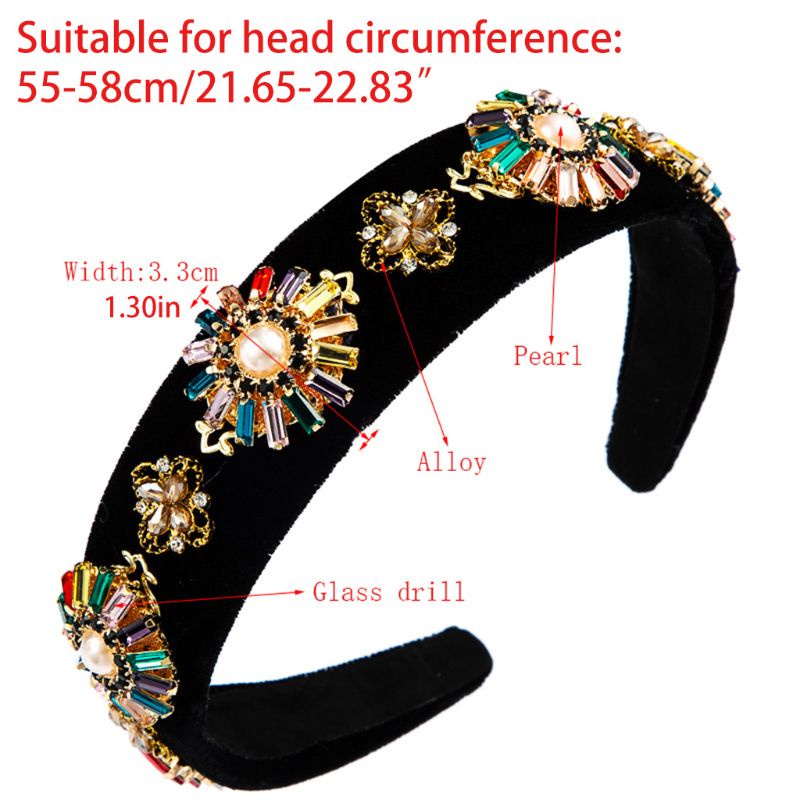 Flgo Băng Đô Nhung Đính Đá Nhiều Màu Sắc Phong Cách Vintage Pháp Cho Nữ