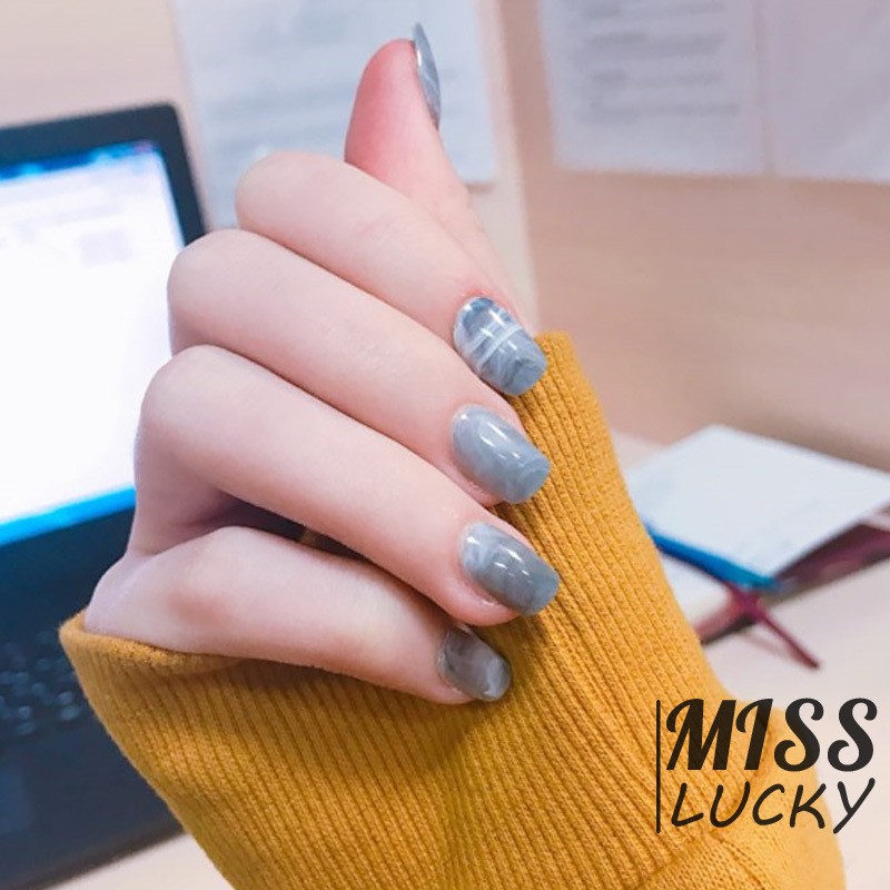 Set 24 móng tay giả đính cẩm thạch làm đẹp cho nữ