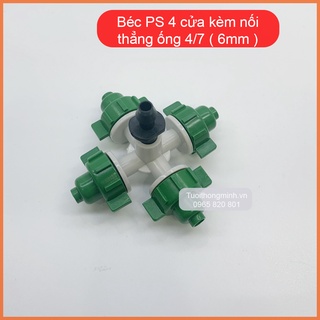 Béc phun sương 4 hướng kèm đầu gài nối thẳng ống 6mm