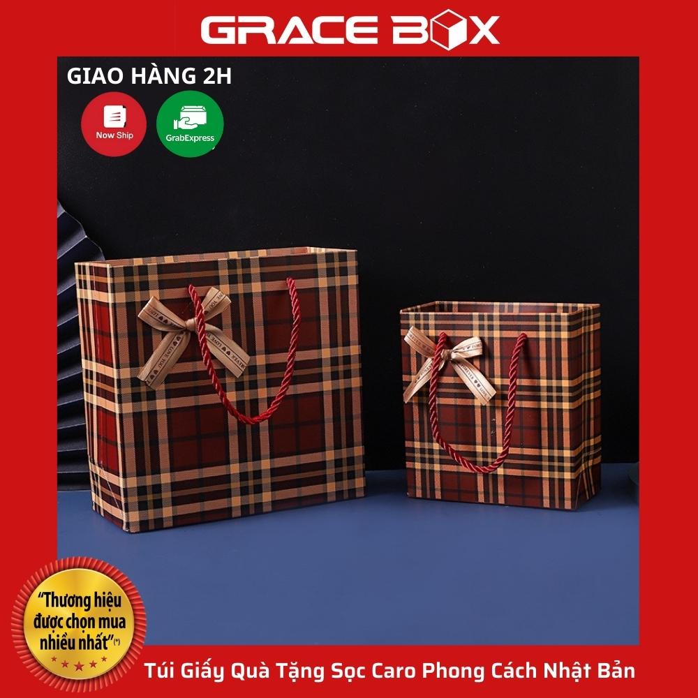 {Mẫu Hot} Túi Giấy Quà Tặng Sọc Caro Phong Cách Nhật Bản - Siêu Thị Bao Bì Grace Box