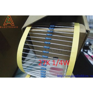 Điện trở mf 27k 1/4w 1% chân đồng t1-f10điện trở mf 27k 1/4w 1% chân đồng t1-f10