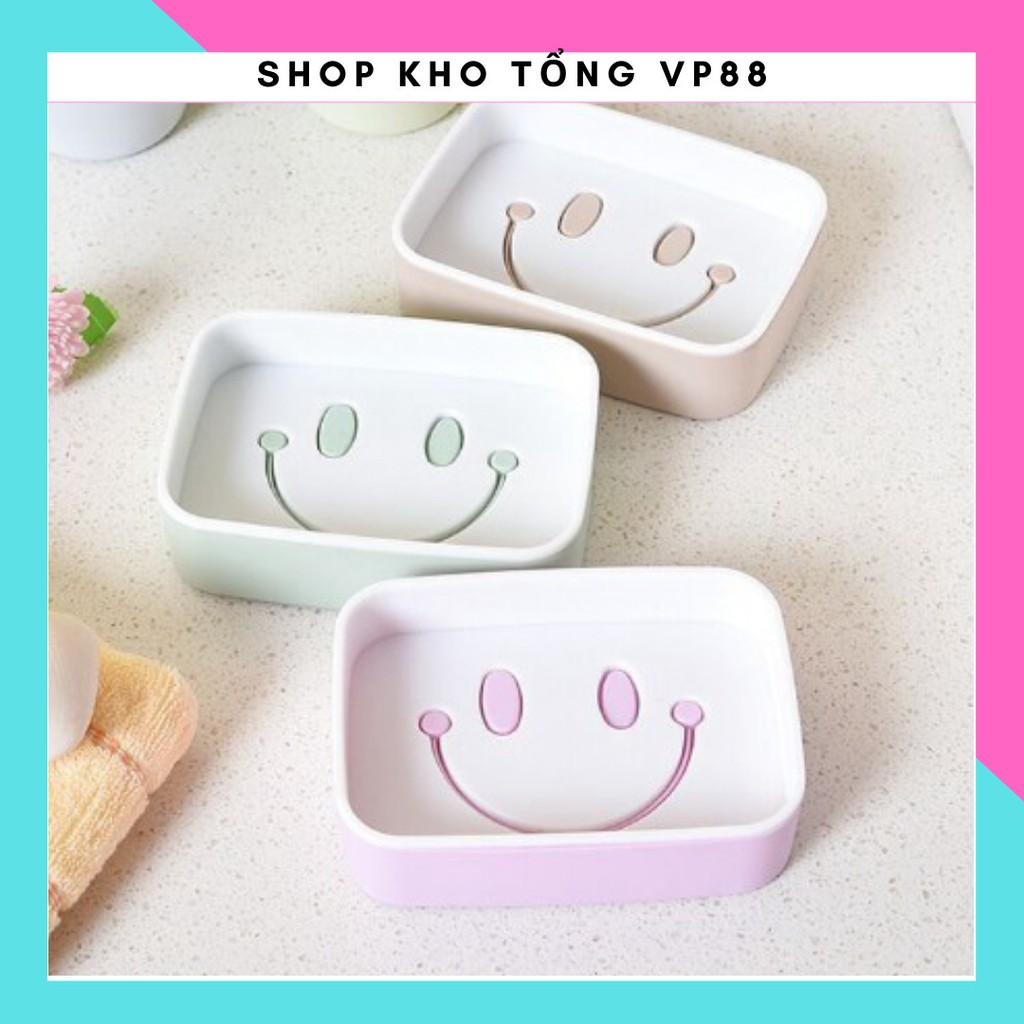 [Loại tốt] - Khay Để Bánh Xà Phòng 2 Lớp Đáy Kín Hình Mặt Cười 88217 SHOP KHO TỔNG VP88