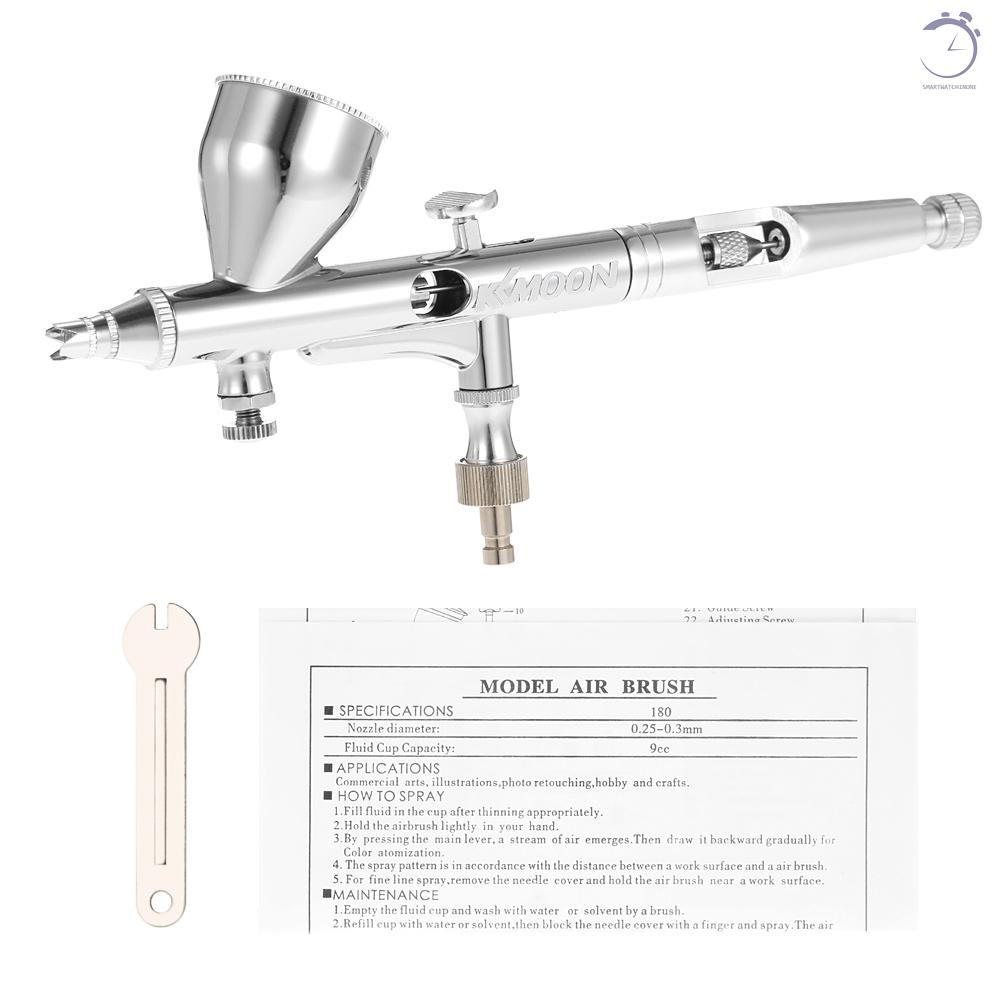 KKmoon 0,25mm Gravity Feed Bộ Airbrush tác dụng kép Bộ Air Brush để vẽ tranh nghệ thuật Hình xăm nghệ thuật móng tay♠