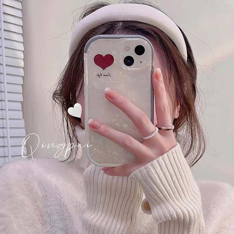 Ốp Điện Thoại In Hình Trái Tim Phối Ngọc Trai Cho iPhone 12 13 11 Pro Max X Xs Max Xr 7 8 Plus