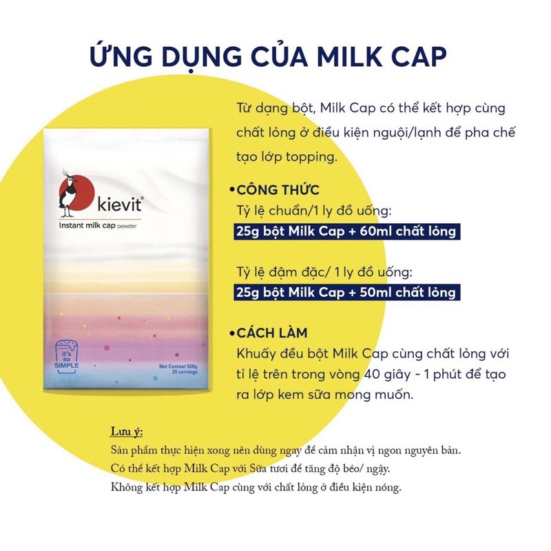 Bột Milk Cap (váng sữa) Kievit 500gr