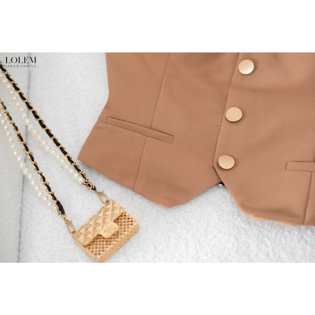 Áo cúp ngực LOLEM AK1279 phối 4 nút đồng vải chéo xước giữ form tốt