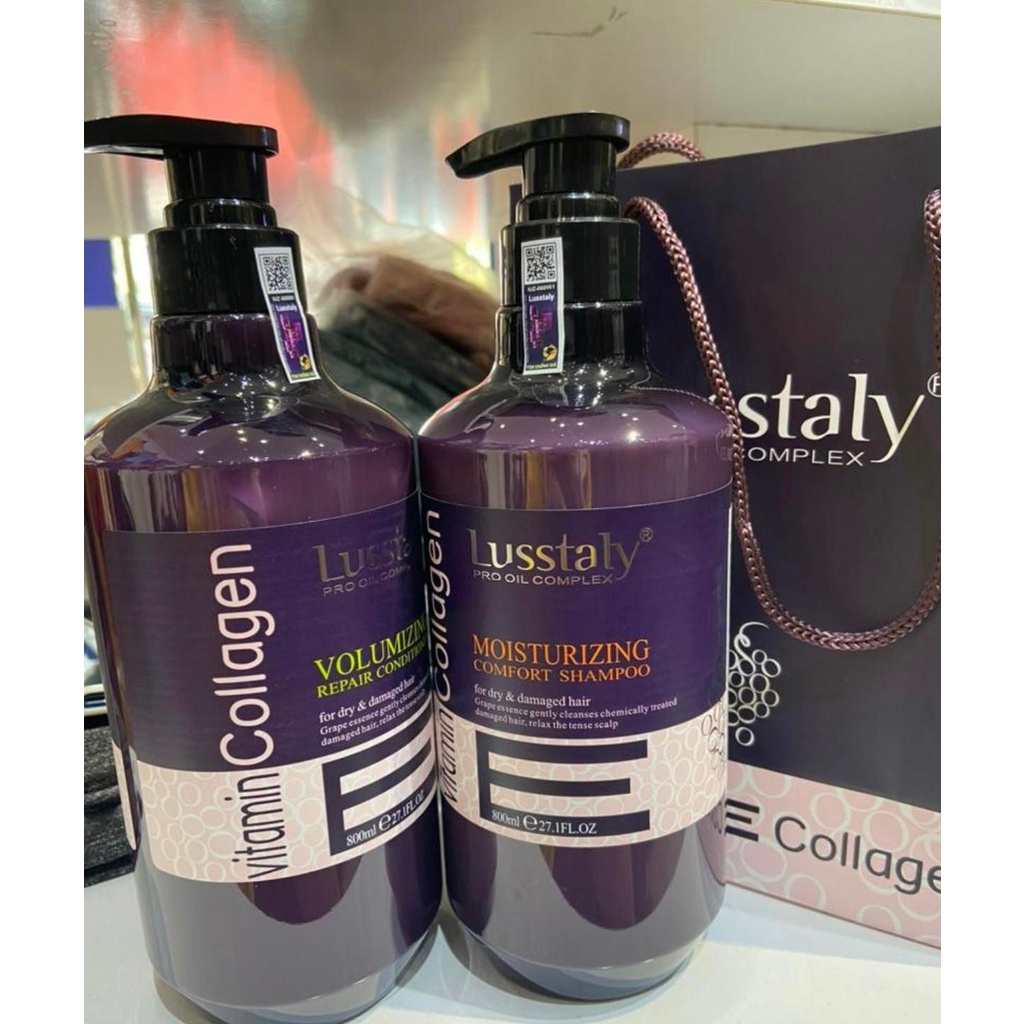 Dầu gội xả phục hồi cao cấp Lusstaly Vitamin E Collagen chăm sóc tóc