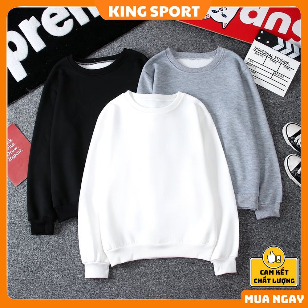 Áo nỉ trơn cổ tròn phong cách hàn quốc giá rẻ ❤️ KING SPORT ❤️ Áo sweater nỉ trơn nam nữ Ulzzang fom rộng rẻ đẹp cao cấp