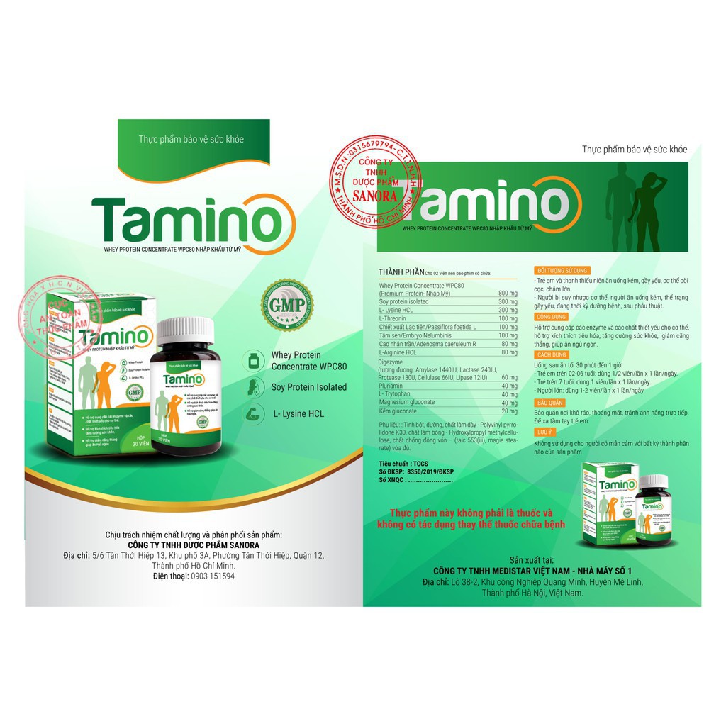 Viên Uống Tăng Cân TAMINO Bổ Sung Whey Protein từ Mỹ