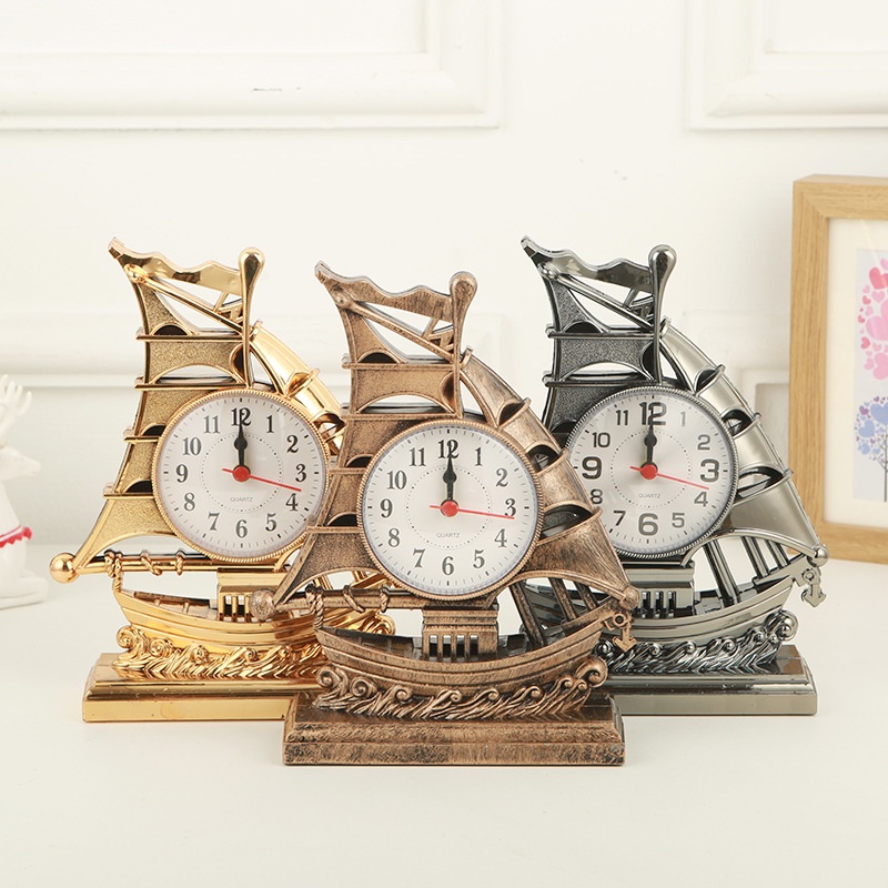 Đồng hồ mô hình thuyền để bàn trang trí phong cách vintage