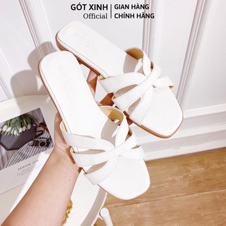 Dép quai ngang nữ GÓT XINH D41 chất da lì mềm