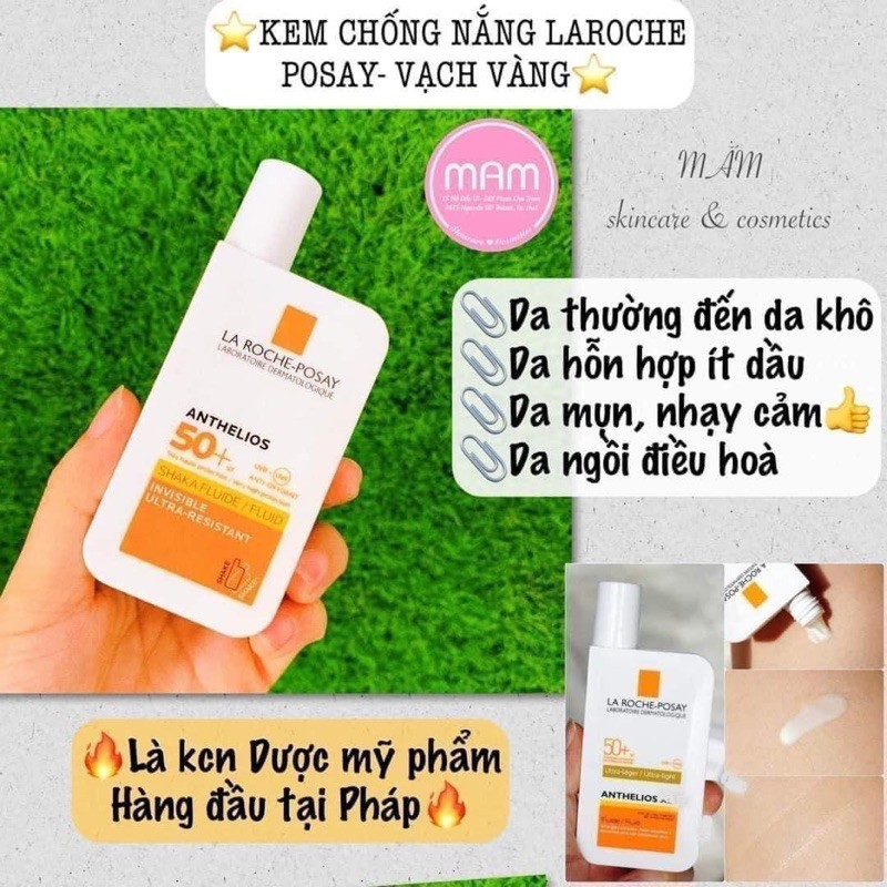 Kem chống nắng Laroche posay la roche posay fluild vạch vàng dạng sữa