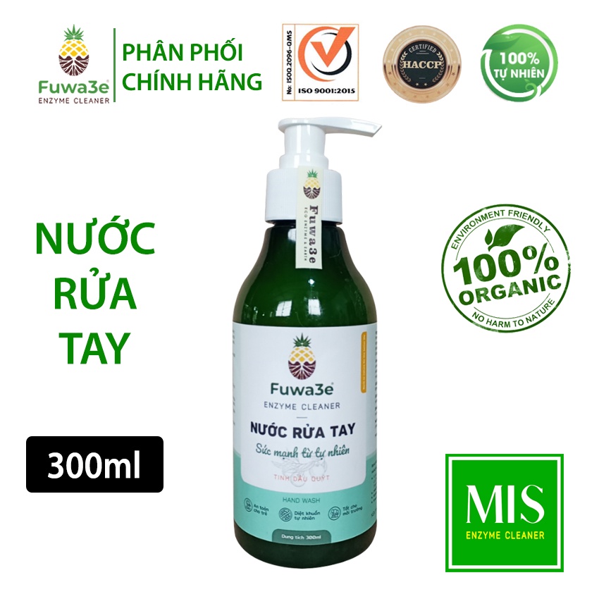 Nước rửa tay sát khuẩn Fuwa3e hữu cơ từ chế phẩm Enzyme sinh học Fuwa 300ml Phân phối chính hãng FW003B