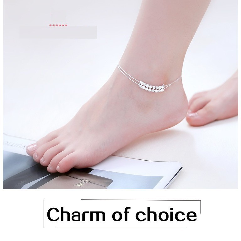 Lắc chân dây bi đôi S925 xinh xắn Hàn Quốc BM88 | BigBuy360 - bigbuy360.vn