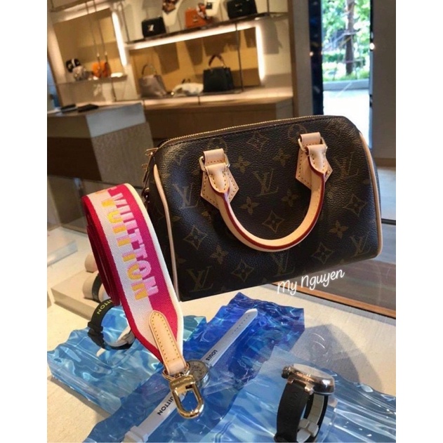 Túi LV W266-21 trống Speedy new dây quai bản to hoạ tiết mới fullbox nam châm