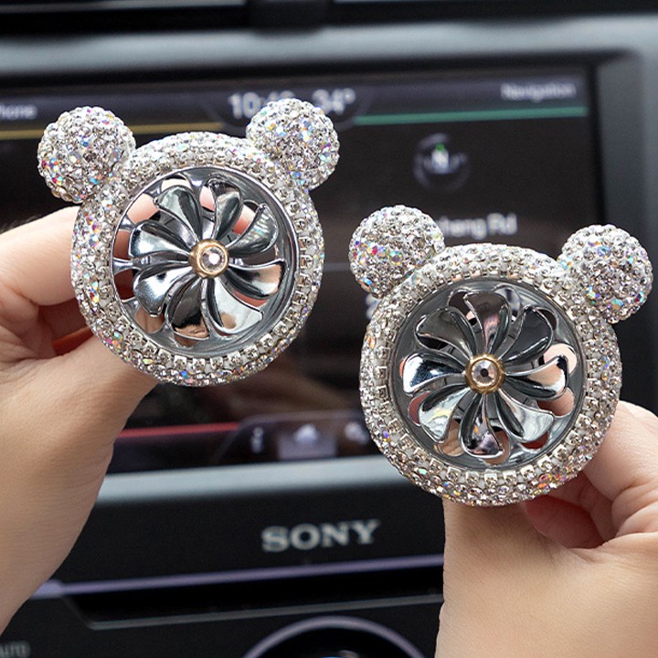 Quạt sáp thơm ô tô kẹp cửa gió điều hòa đính đá