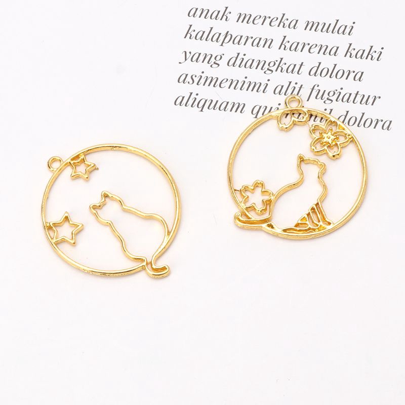 FLGO*2Pcs Star Cherry Flower Cat UV Frame Pendant Open Bezel Setting UV Resin Jewelry DIY