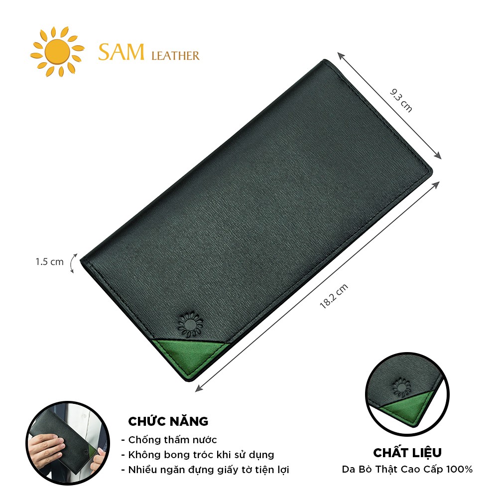 [ SAM Leather ] Ví Nam Da Bò SAM201 - Ví Dài Nam Da Bò Cao Cấp Thật Bảo Hành 12 Tháng Chính Hãng