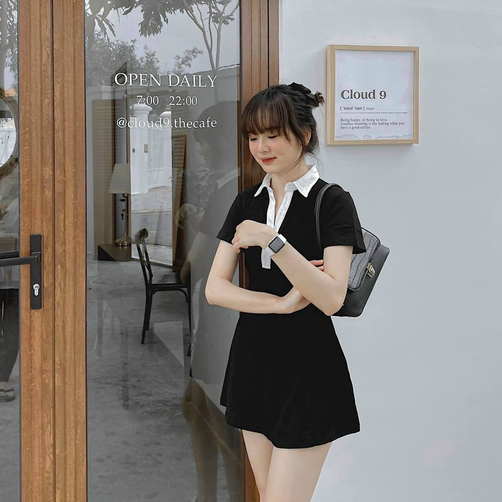 [CÓ SẴN] ĐẦM POLO CỔ VIỀN TRẮNG