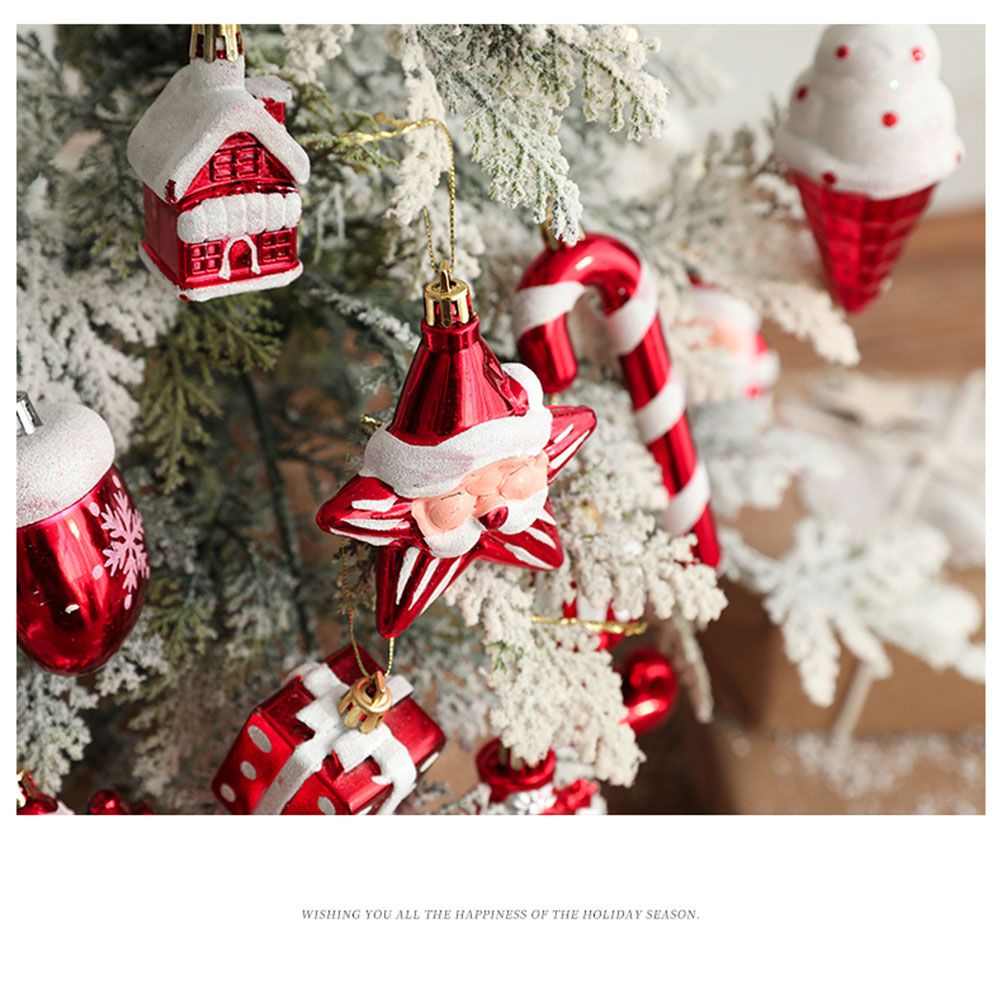 Set 2 Phụ Kiện Trang Trí Giáng Sinh/ Năm Mới Hình Cây Kem Ngôi Sao Năm Cánh/ Người Tuyết