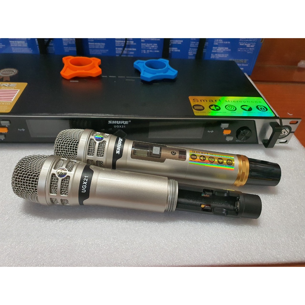 [Rẻ vô địch] [Ảnh thật] Micro karaoke không dây S.H.U.R.E UGX21 4 anten râu, hàng đẹp loại 1, có tự ngắt