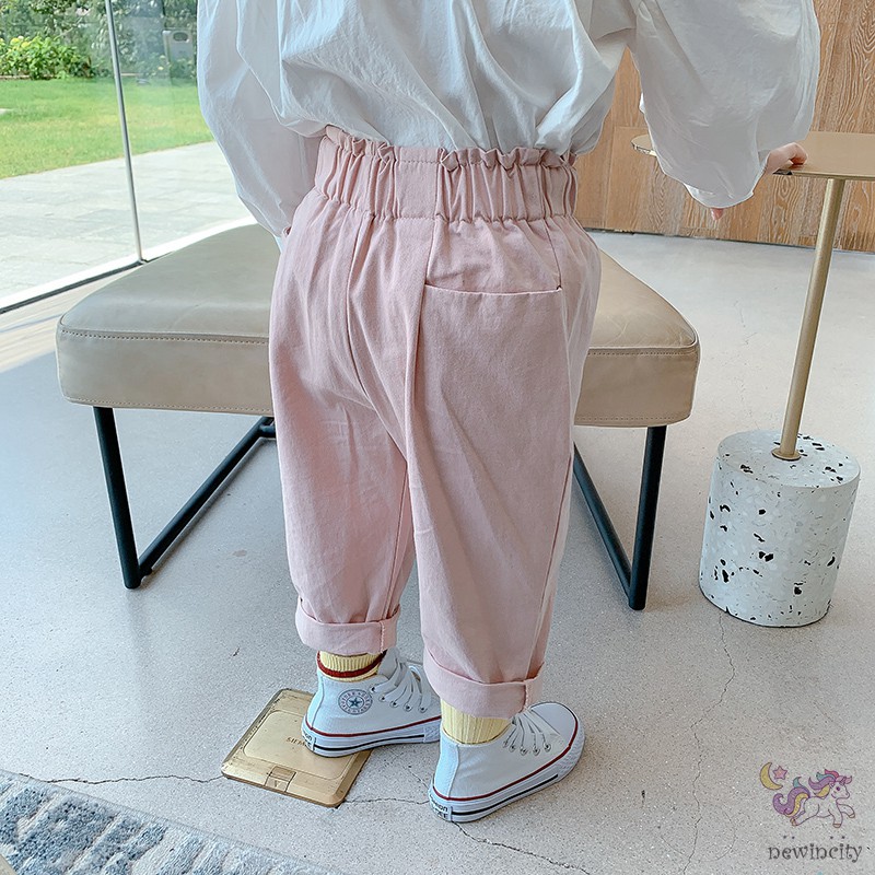 Quần Cotton Lưng Cao Xinh Xắn Theo Phong Cách Hàn Quốc Dành Cho Bé