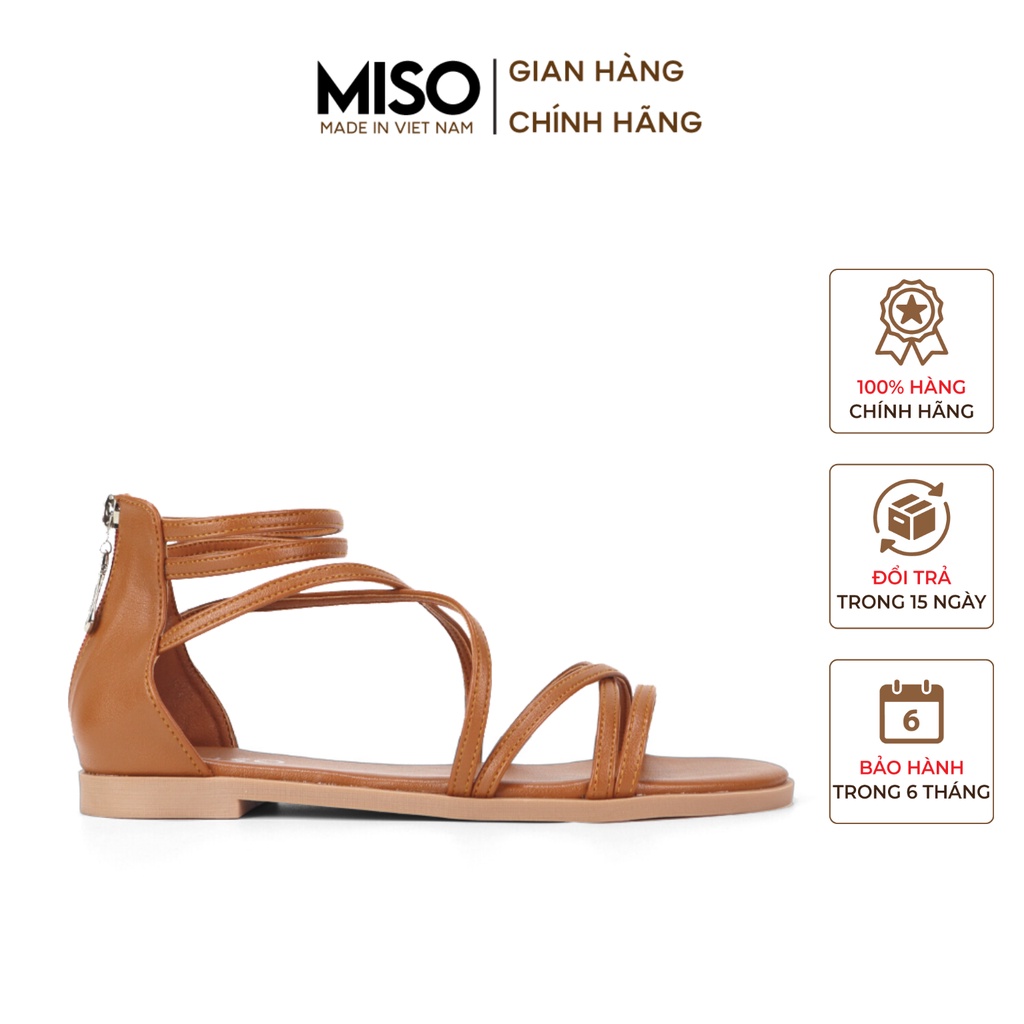 Giày Sandal Chiến Binh Bohemian Nữ Đế Bệt Đan Dây Phối Dây Kéo Trẻ Trung MISO M041