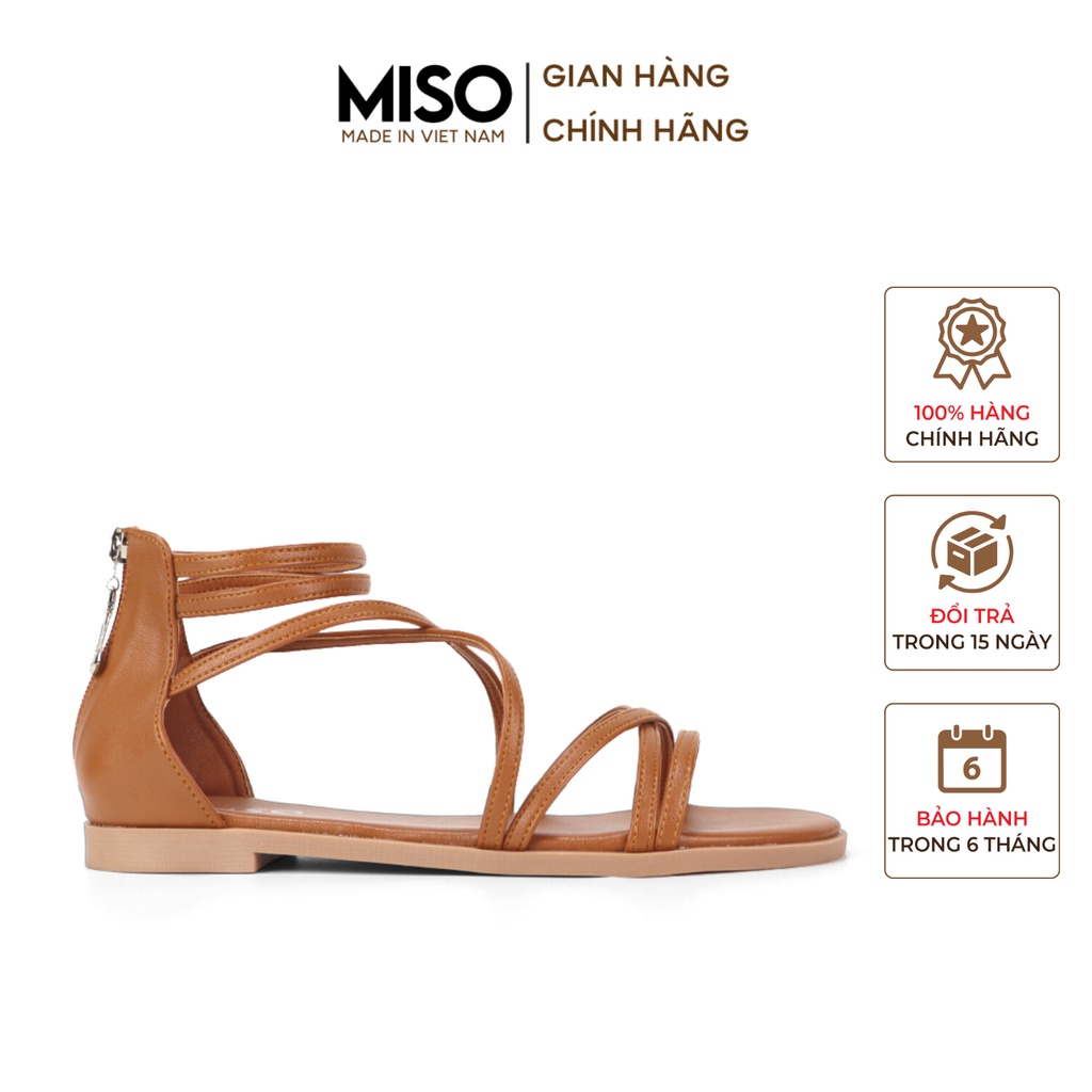 [Mã BMBAULT30 giảm đến 30K đơn 99K] Giày Sandal Chiến Binh Bohemian Nữ Đế Bệt Đan Dây Phối Dây Kéo Trẻ Trung MISO M041