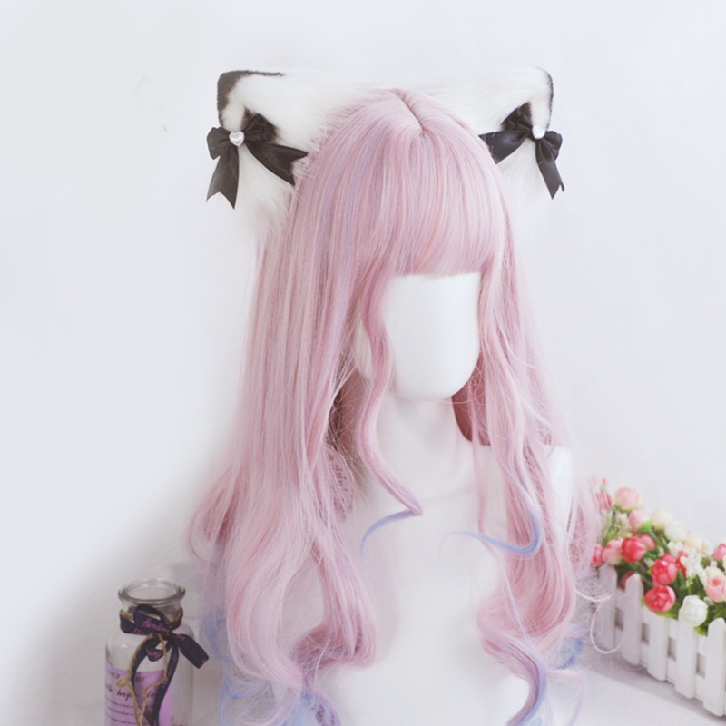 Kẹp Tóc Hình Tai Mèo Phối Lông Phong Cách Lolita Đáng Yêu