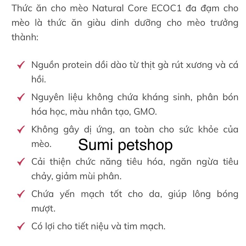 5kg Organic Natural core thức ăn nhiều đạm cho mèo nhập khẩu Hàn Quốc